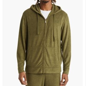 UGG Edmond Terry Cloth Fleece Zip Up Mens Hoodie Sweatshirt - Green